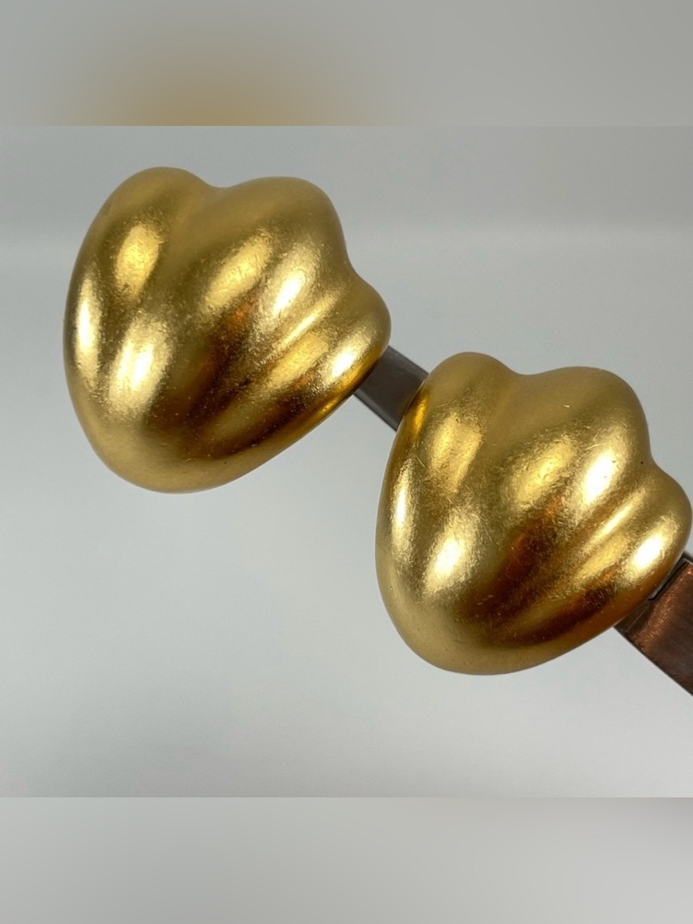 Vintage TAT Gold Tone Shell Statement Clip On Earrings Wave Large Bold